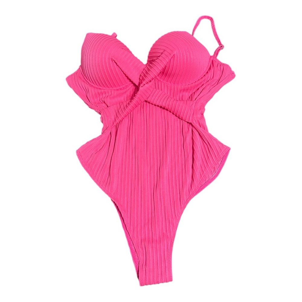 Women’s Willast Pink Ribbed Swimsuit Size XL